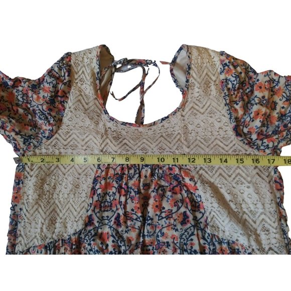 Allison Brittney Boho Floral Print Midi Dress Tunic Women's Size Medium - Picture 12 of 15